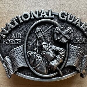 Vintage 1982 US Army & Air Force National Guard Bergamot Brass Works Belt Buckle